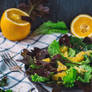 Orange salad with sesame and lettuce