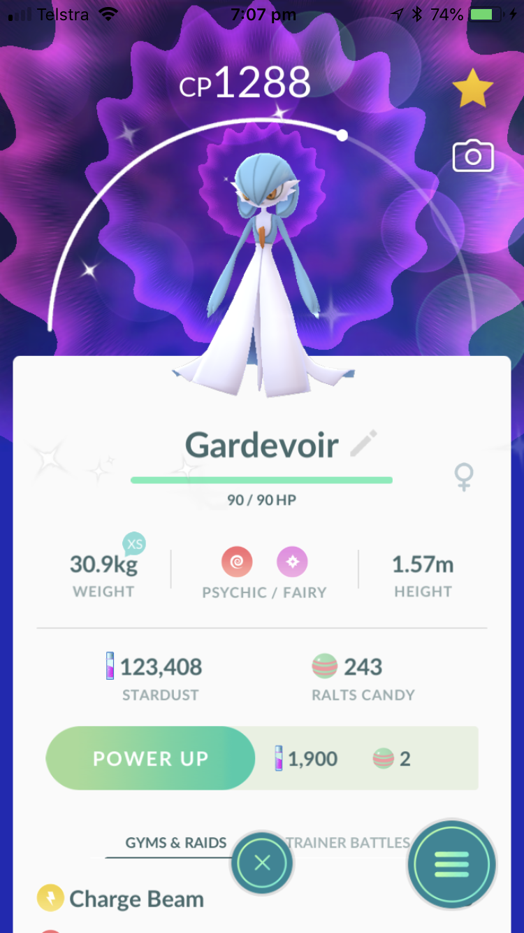 Shiny Gardevoir in Pokémon Go!