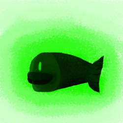 A green dark colored fish
