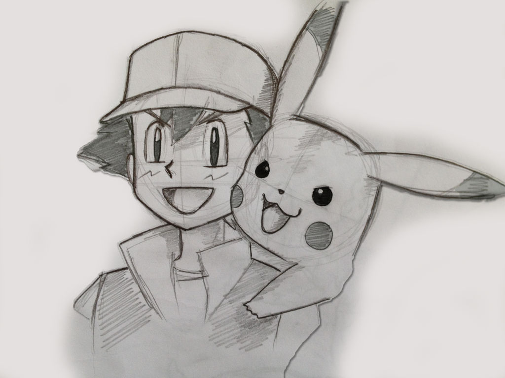 How To Draw Ash And Pikachu Together Step By Step