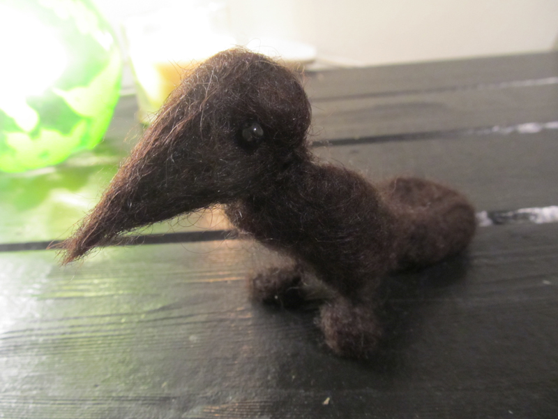 Needle felted crow