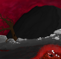 Lava / rock landscape background or something