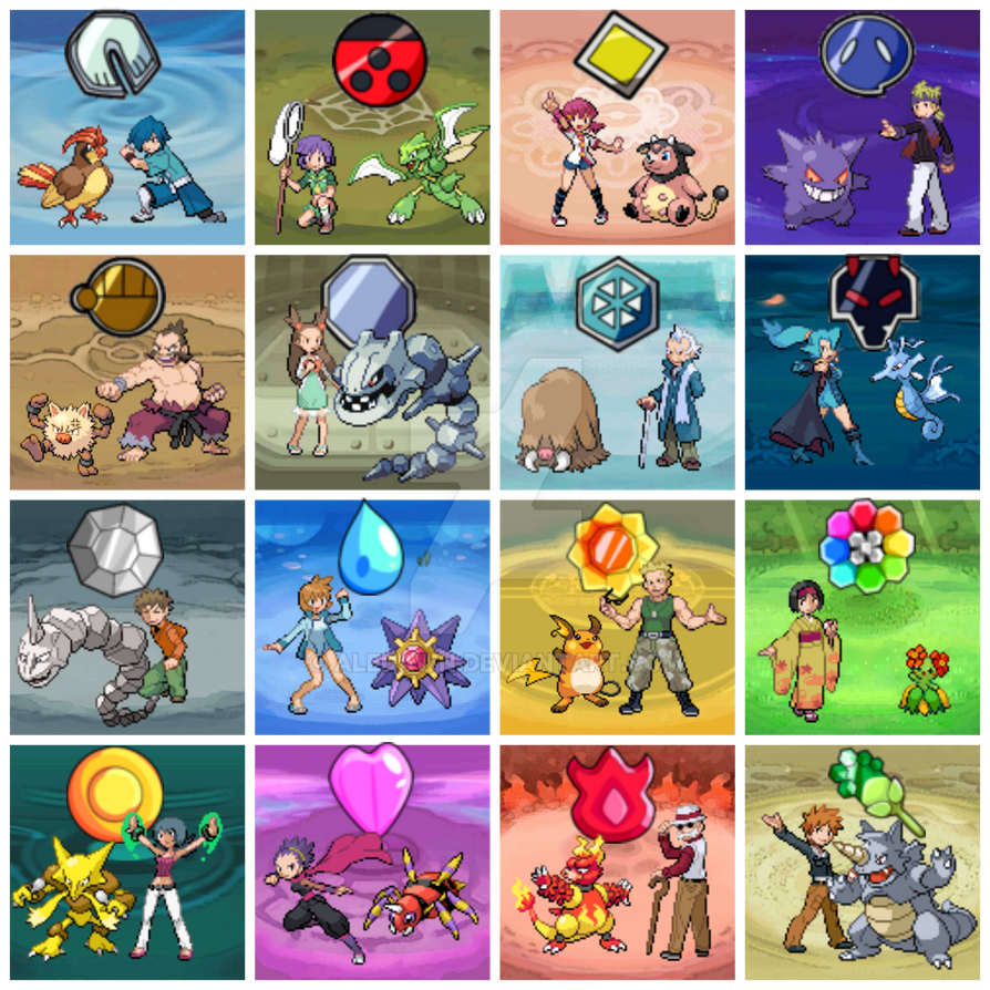 Pokemon Heart Gold and Soul Silver Gym Leaders by Aledawn on