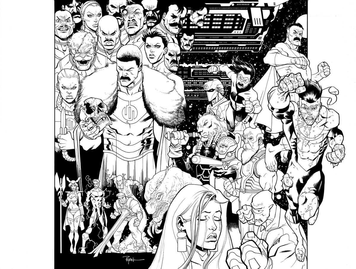Invincible Ink Design INVINCIBLE 7th hardcover finished inks by RyanOttley on DeviantArt