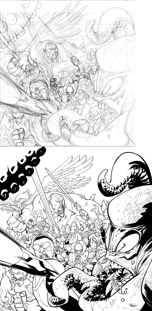 INVINCIBLE 92 cover pencil to ink by RyanOttley on DeviantArt