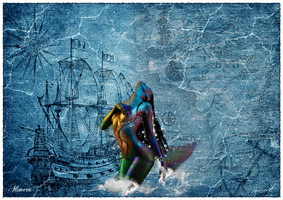 Mermaid on the old map by Alimera