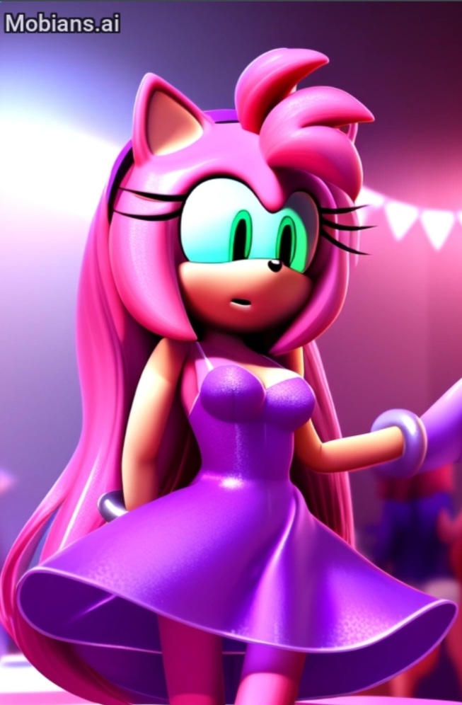 Amy Rose wearing a purple party dress by CatsandComedy8 on DeviantArt