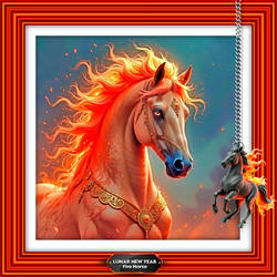 Lunar New Year Fire Horse - Framed