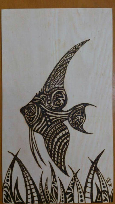 Angel Fish pyrography by snaplilly on DeviantArt