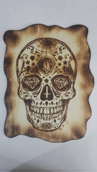 sugar skull pyrography finished by snaplilly on DeviantArt