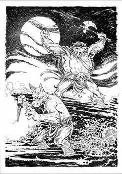 Barbarian Cerebus and Ninja turtle