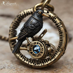 Steampunk charm and jewelled European blackbird 2