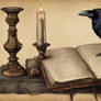 Raven with Book Wallpaper 1