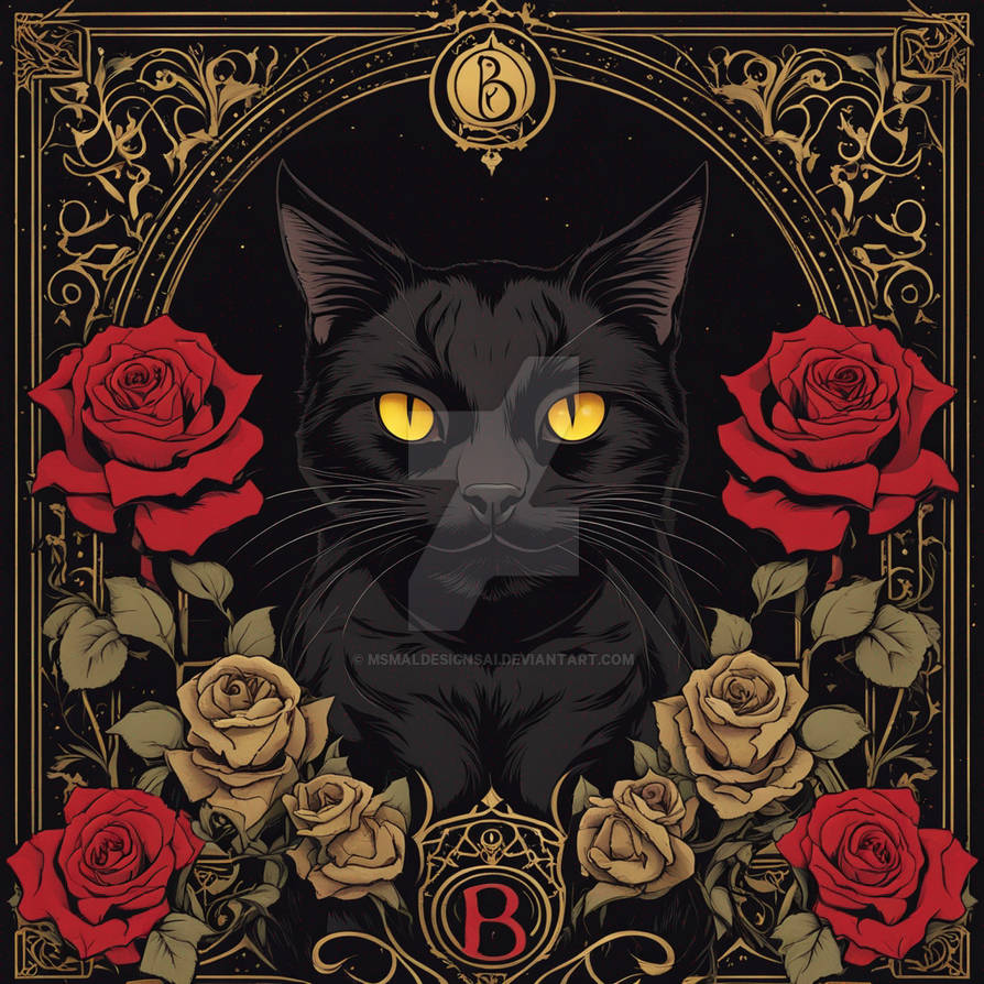 Black Cat and Roses. by msmaldesignsai on DeviantArt