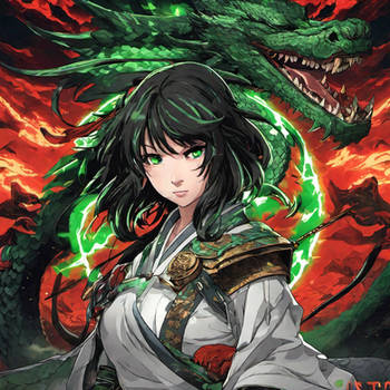 Dragonic Samurai Girl Emblem In Green