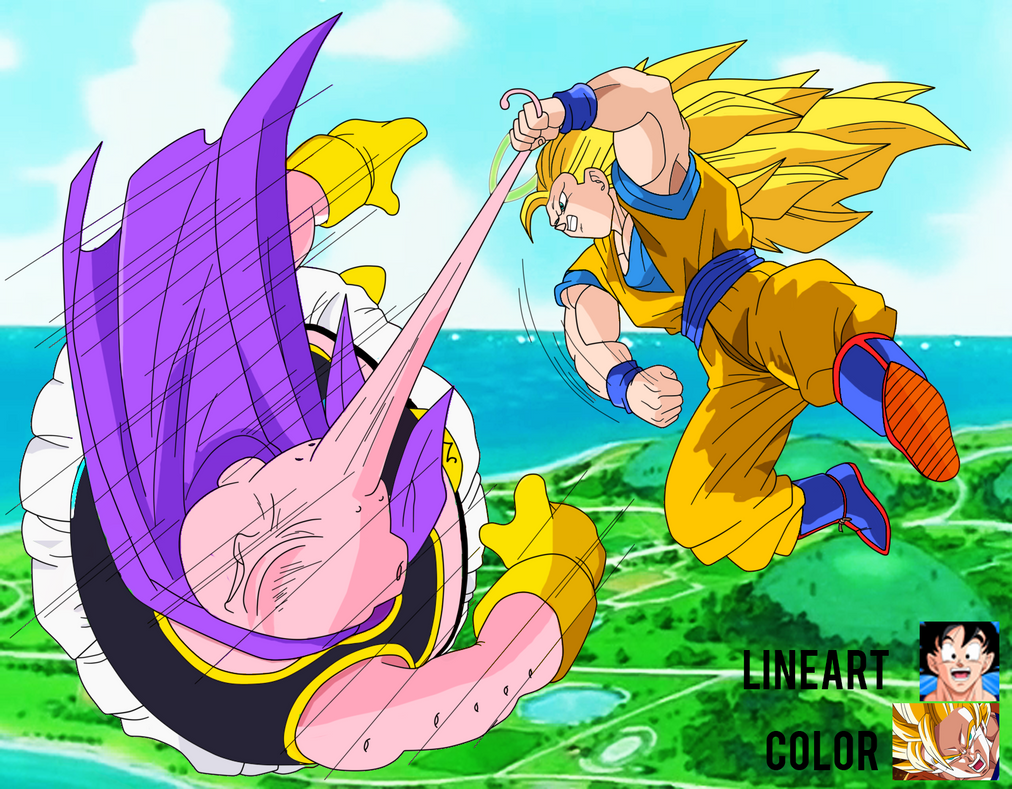 Goku ssj3 vs majin boo gordo batalha completa 