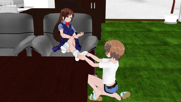 Eli Massages Choko's Feet  By Orangefox24