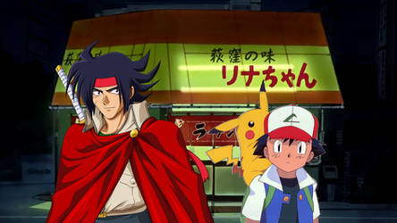 Domon and Ash at the Ramen Bar