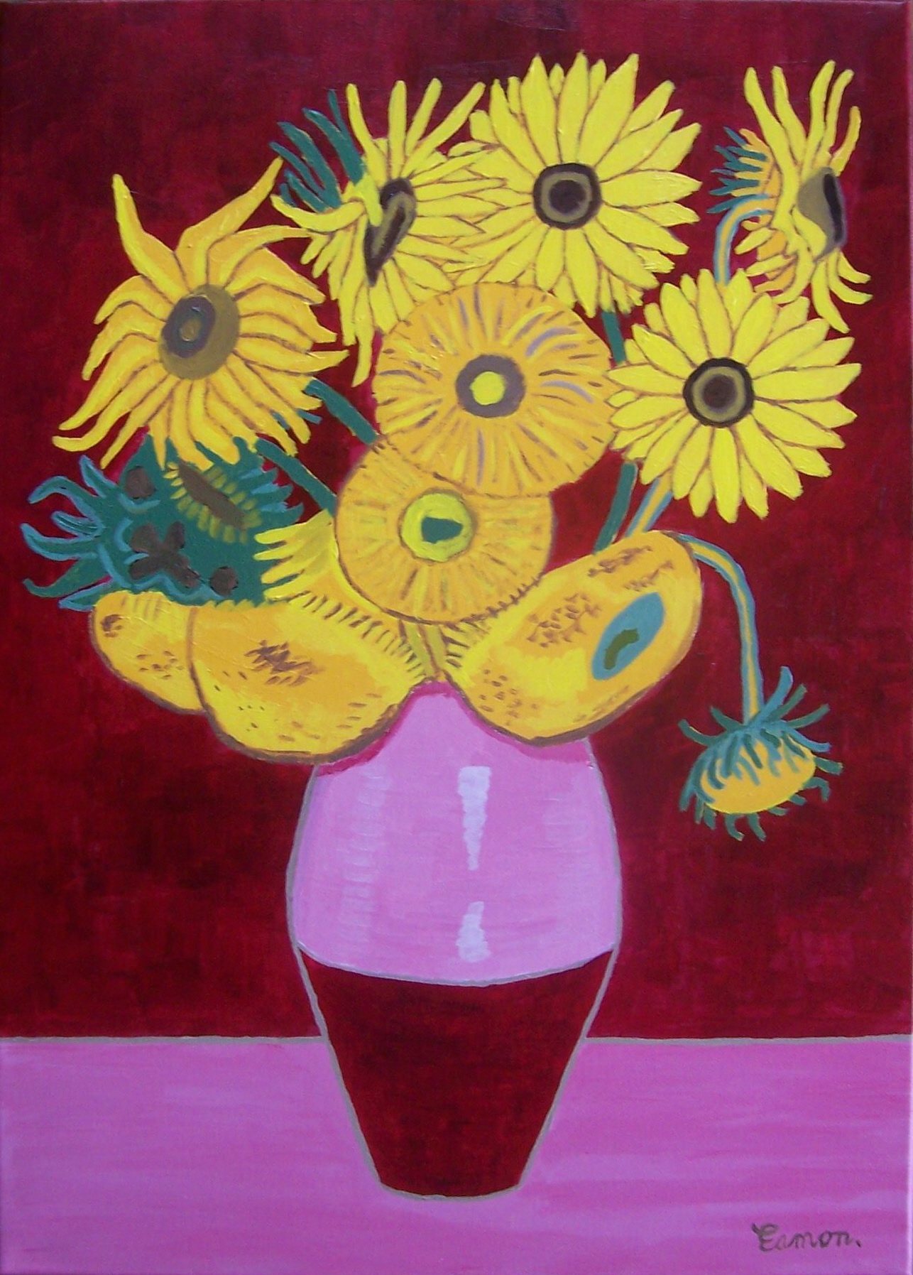 SUNFLOWERS IN MAROON