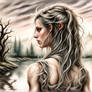 A Teenage Girl By A Lake Style Of Luis Royo Airbru