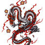Dragon design, black and red