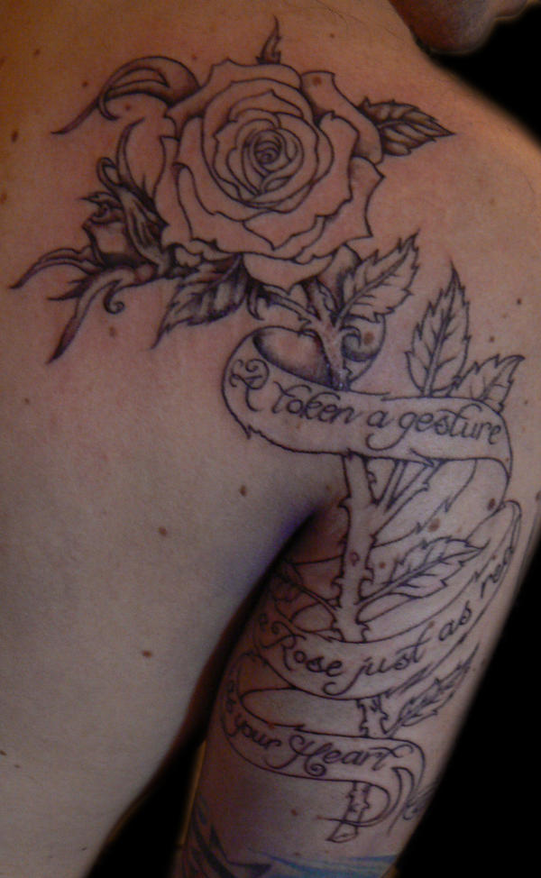 Rose with script tattoo