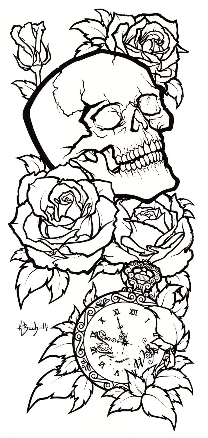 Skull Tattoo Design Lineart