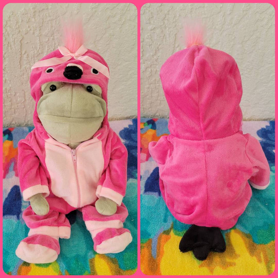 Jellycat Fergus Frog and his Flamingo outfit by Vesperwolfy87 on DeviantArt