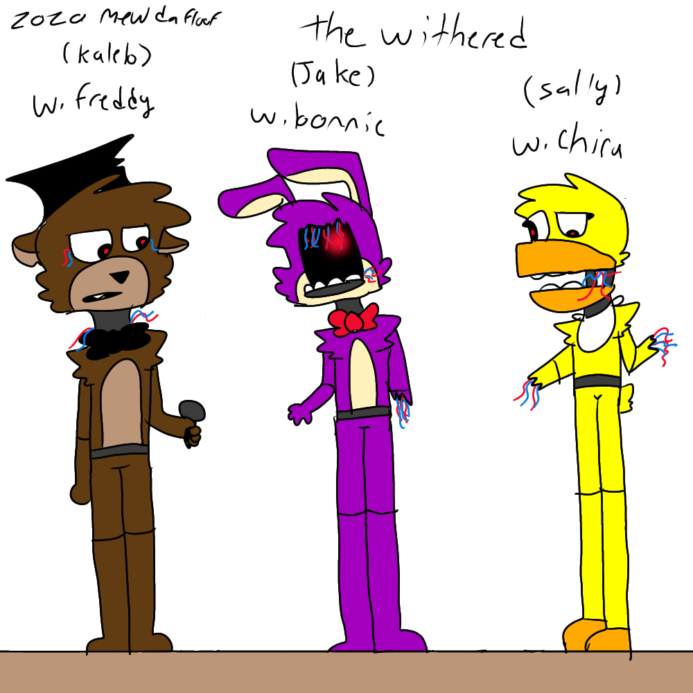 FNaF animatronics and real names  the withered by fishypapp on