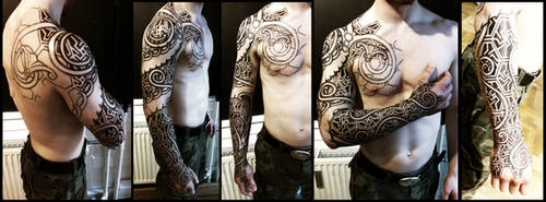 Nordic wyrm and geometry sleeve WiP