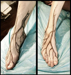 Birch root foot tattoo, finished at last