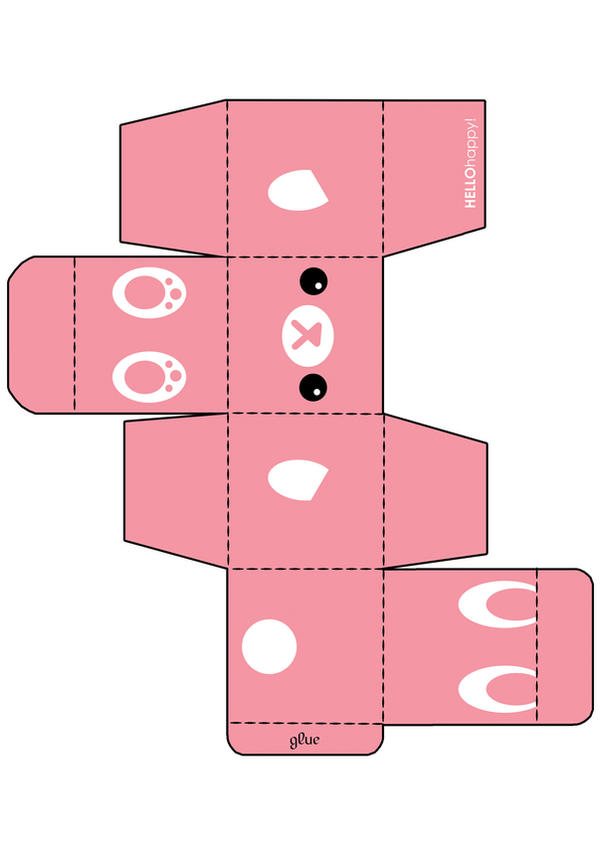 Pink Bunny Gift Box Template