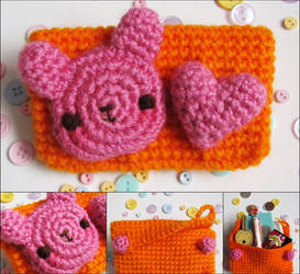 Kawaii bunny crochet amigurumi coin purse orange