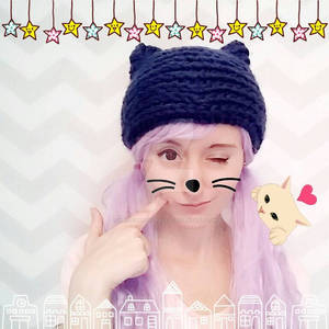 knit-look crochet cat hat