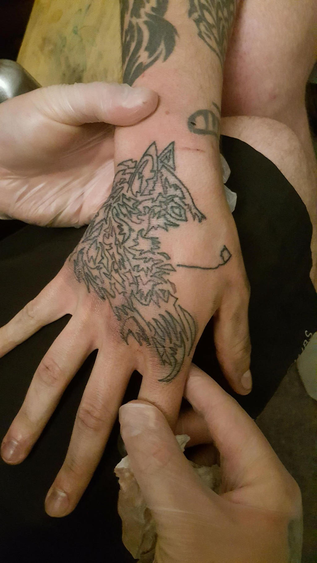 wolf head hand tattoo by healybstattoos on DeviantArt