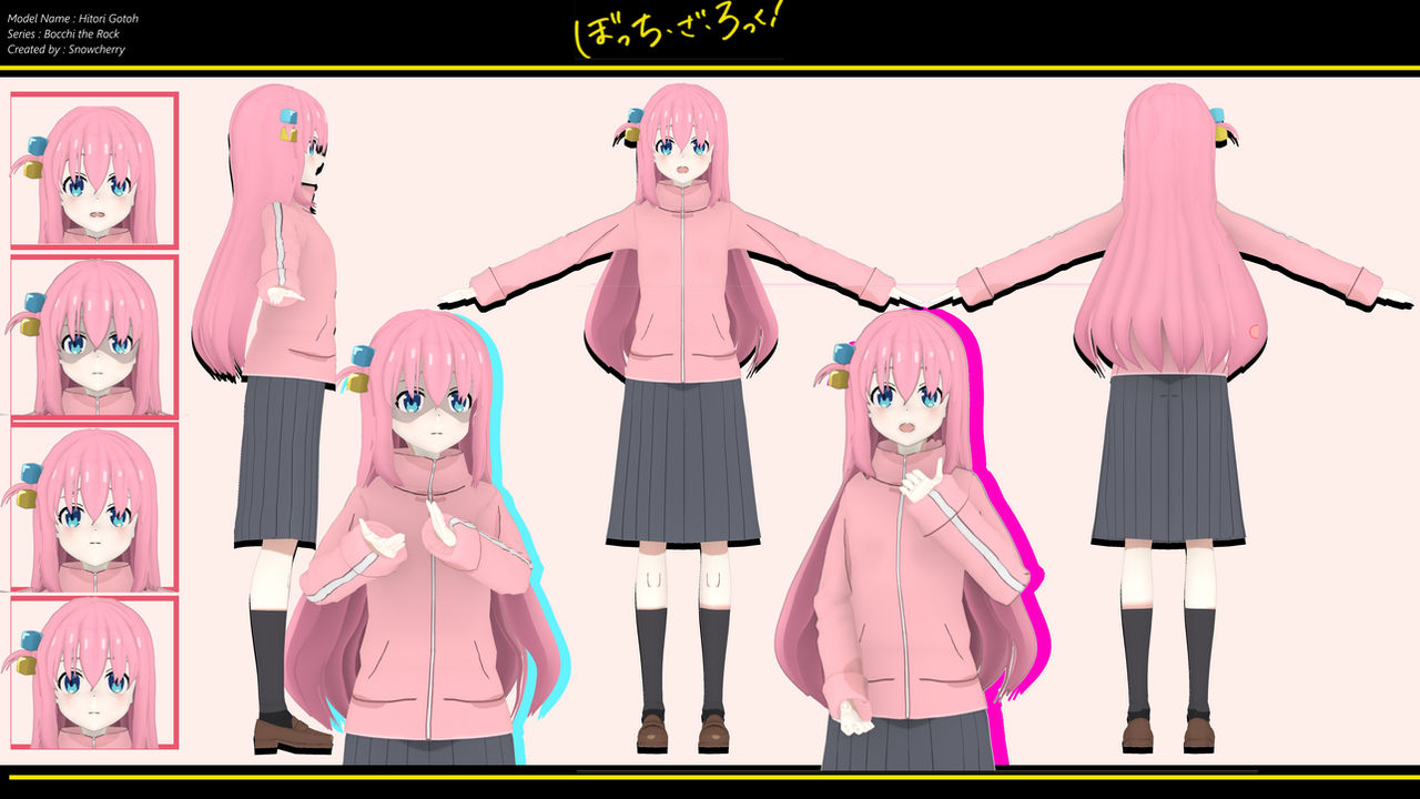 Rock Mmd Model Bocchi the Rock - Hitori Goto 3D Model - Blender by xxSnowCherryxx on ...