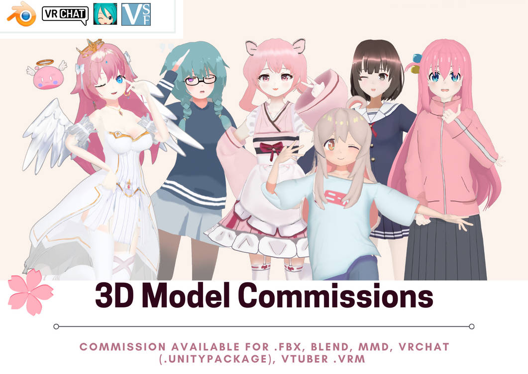 3D Models Commission Open for VRM, VRChat and MMD by xxSnowCherryxx on ...