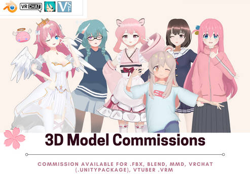 3D Models Commission Open for VRM, VRChat and MMD