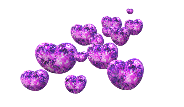 purple floating diamond hearts