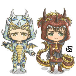 Snk Dragon Chibi - Reiner and Bertholt