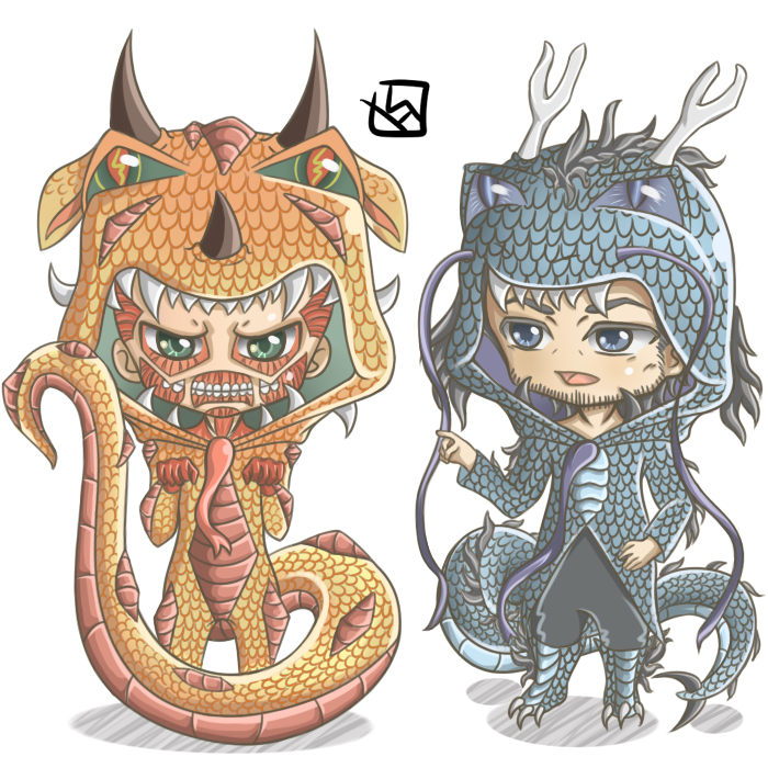 Snk Dragon Chibi - Colossal Titan and Kenny