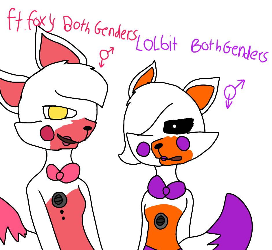 Lolbit and Funtime foxy AU genders by ThegodOfVines21 on DeviantArt