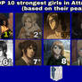 top 10 strongest girls in Attack On Titan