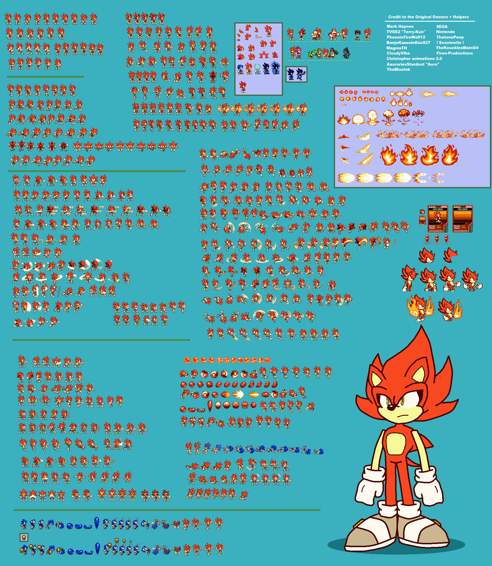 New Fire Sonic Sprite Sheet by AS02X on DeviantArt