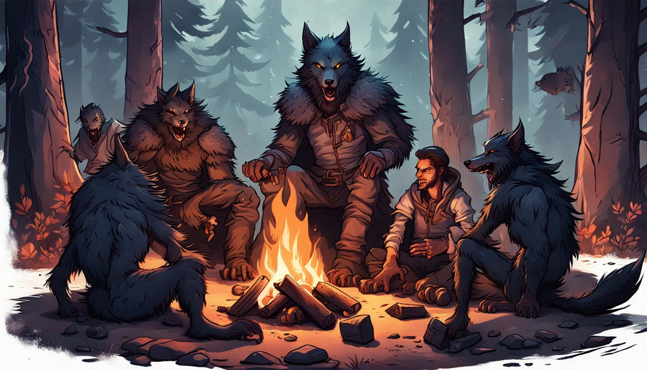 Werewolf Scampering A Group Of Werewolves Restinh Around A Campfire by gaiuskv on DeviantArt