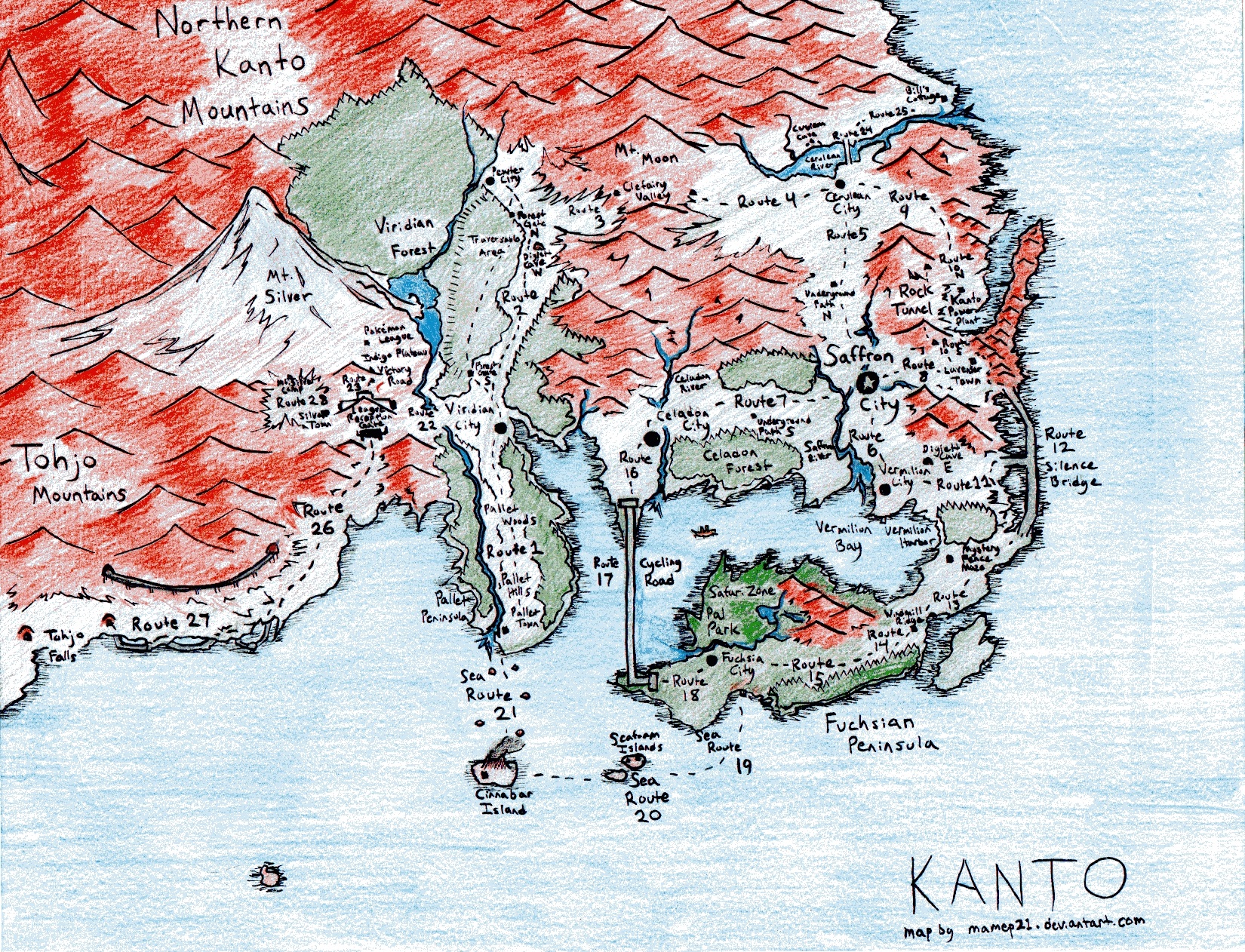 Pokemon: Kanto Region Map