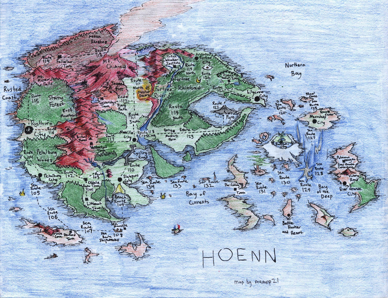 Hoenn Region Map Detailed