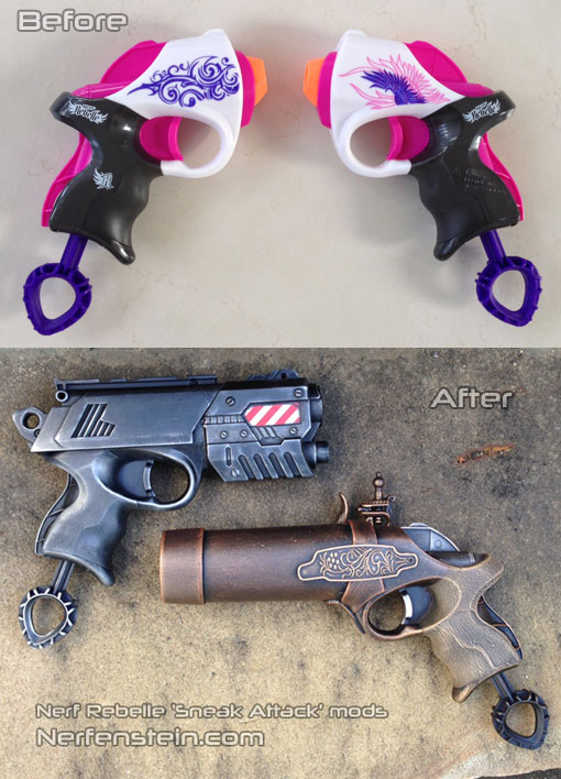 lave mad skud Hovedsagelig Nerf Rebelle Power Pair steampunk / modern pistol by GirlyGamerAU on  DeviantArt