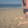 Swimmer barefoot beach girl