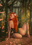 Poison Ivy, waiting in the greenhouse by Yneddt